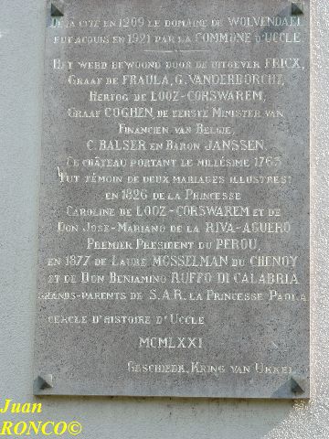 Plaque in the Wolvendael Park (Uccle - Ukkel) displaying the year 1921